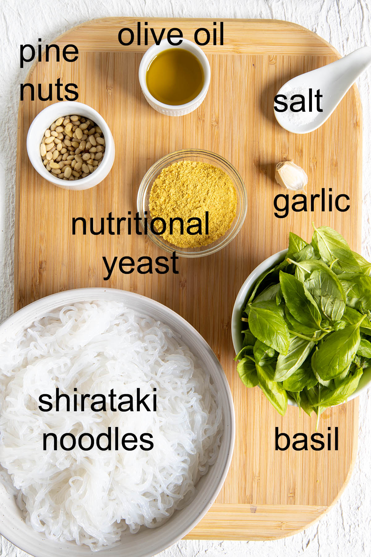 Ingredients with labels.