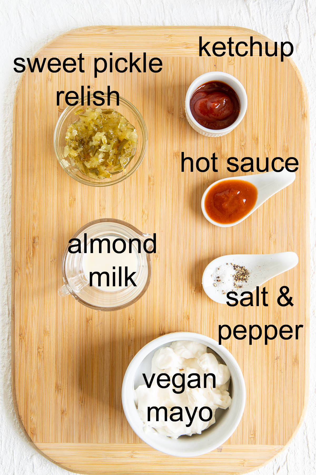 Ingredients with labels.