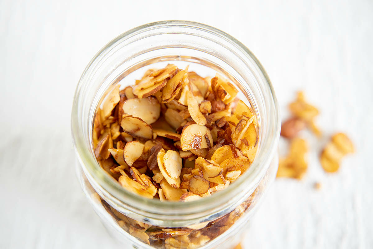 Almond Bacon in a mason jar.