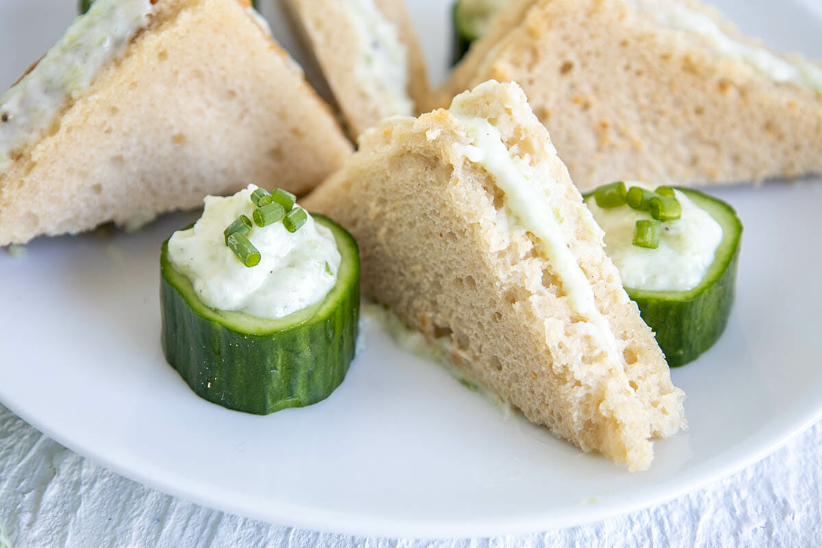 Benedictine Tea Sandwiches on a plate.