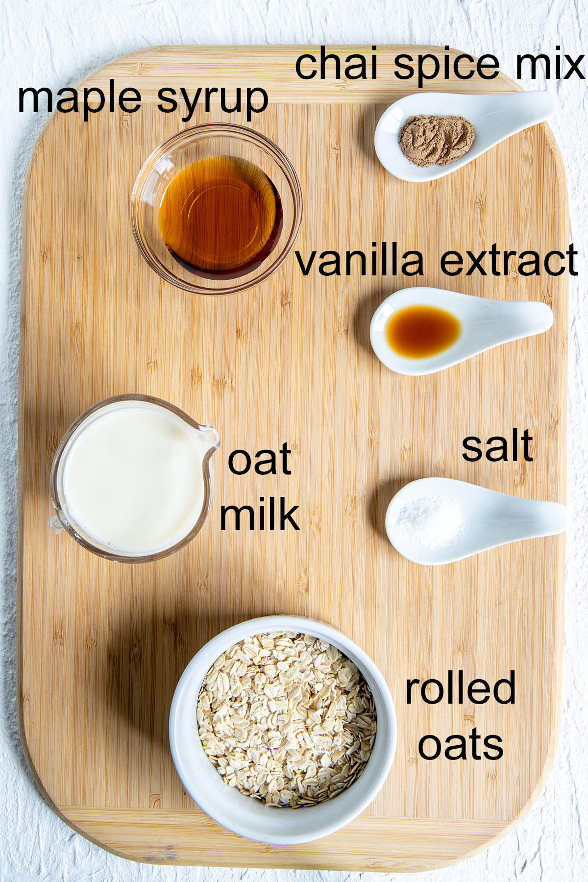 Ingredients with labels.