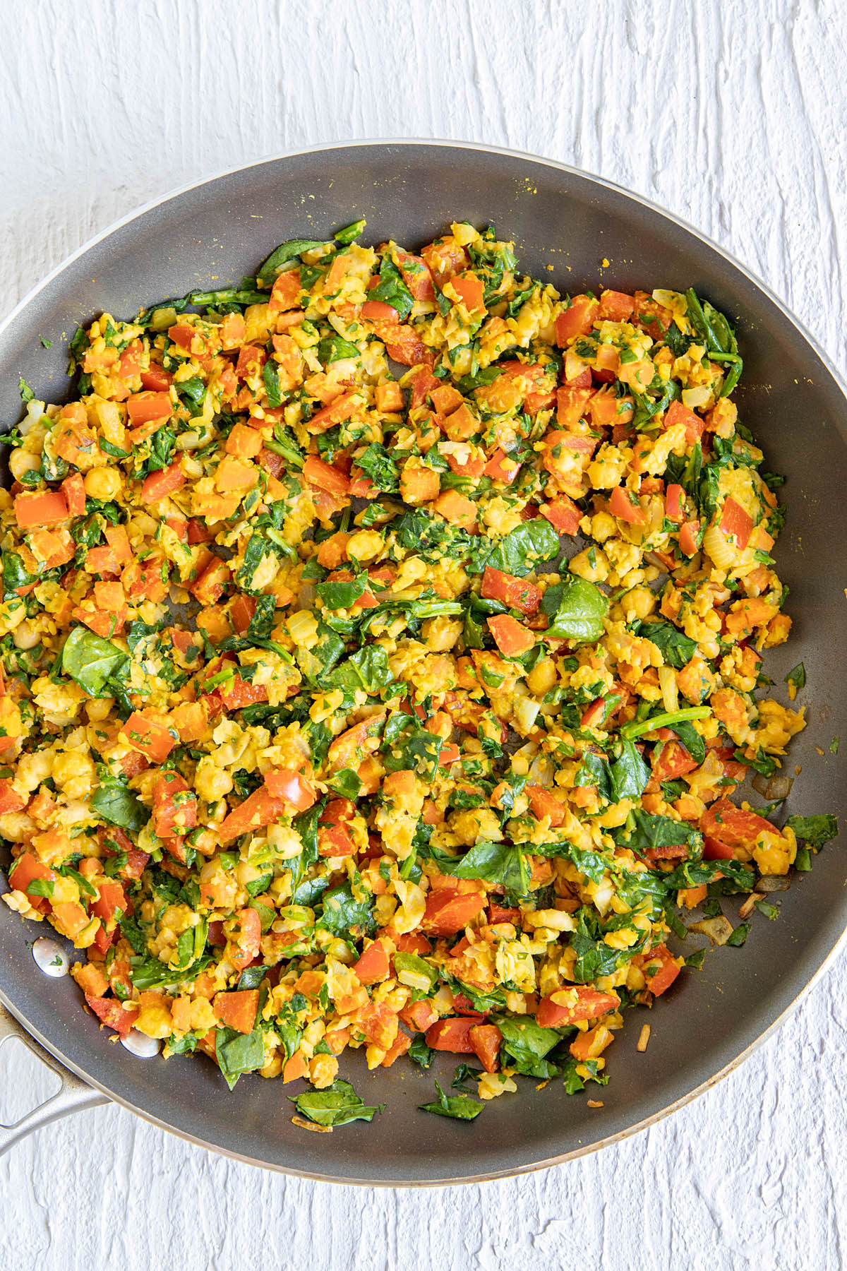 Spicy Chickpea Scramble in pan.