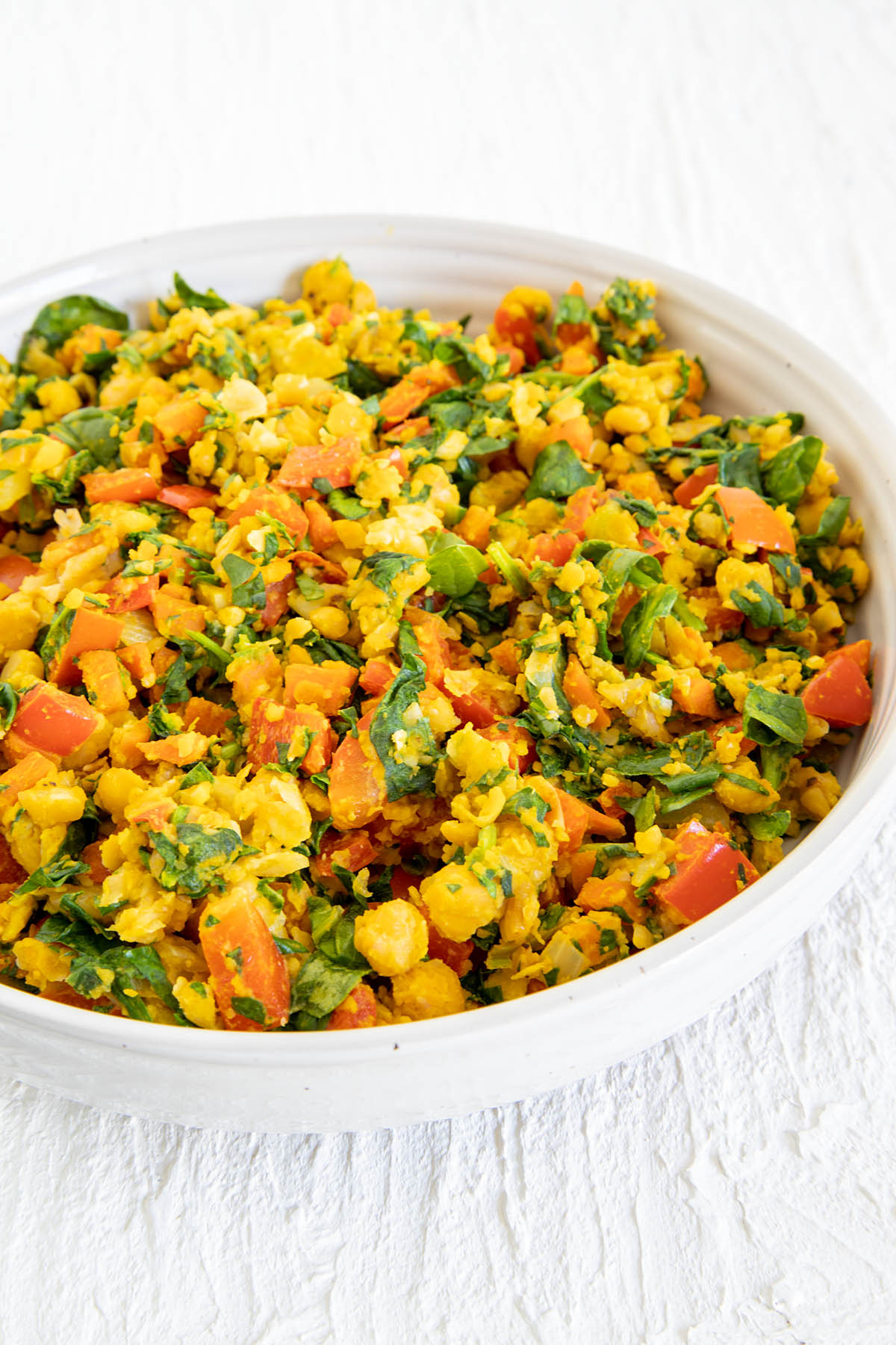 Spicy Chickpea Scramble in bowl.