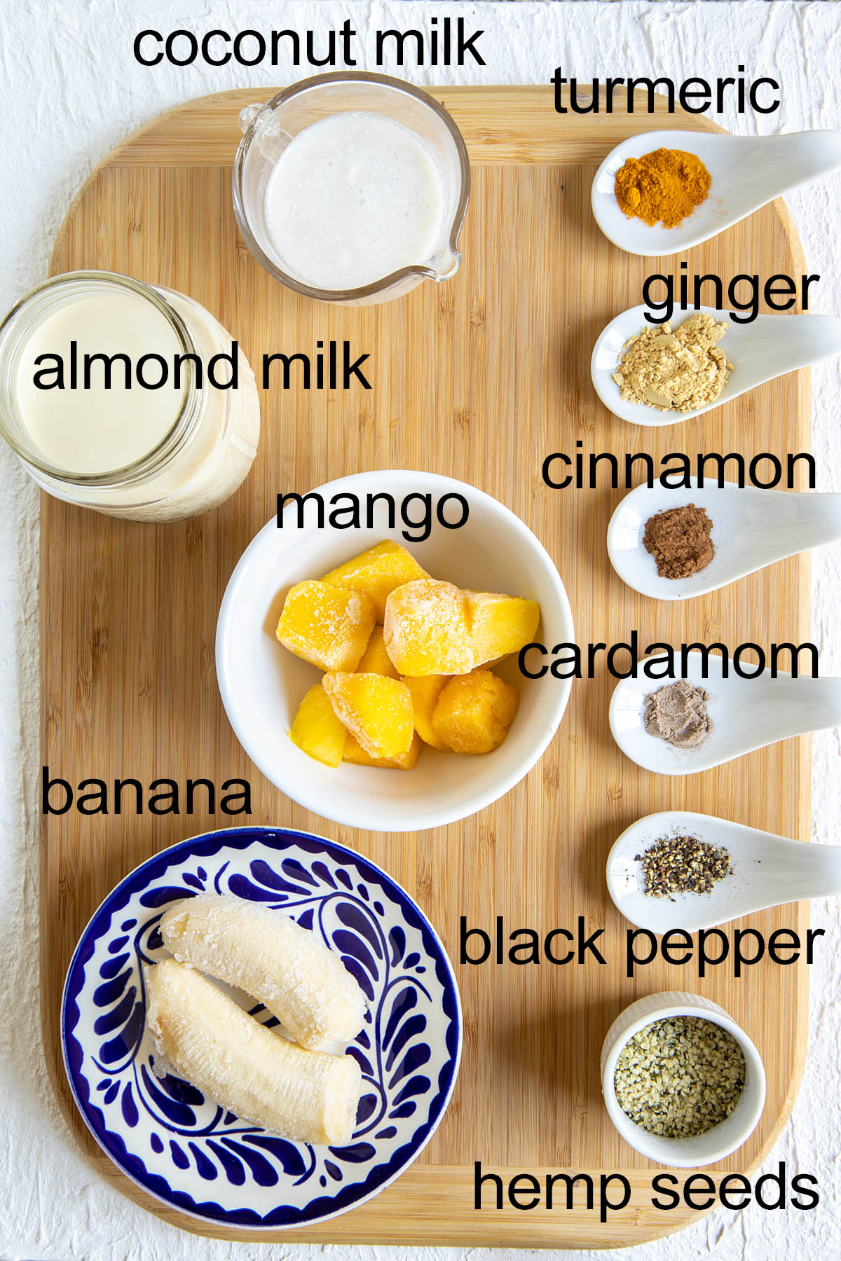 Ingredients with labels.