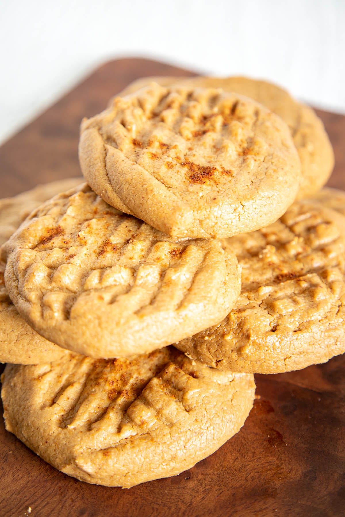 Spicy 4-Ingredient Peanut Butter Cookies on a cutting board.