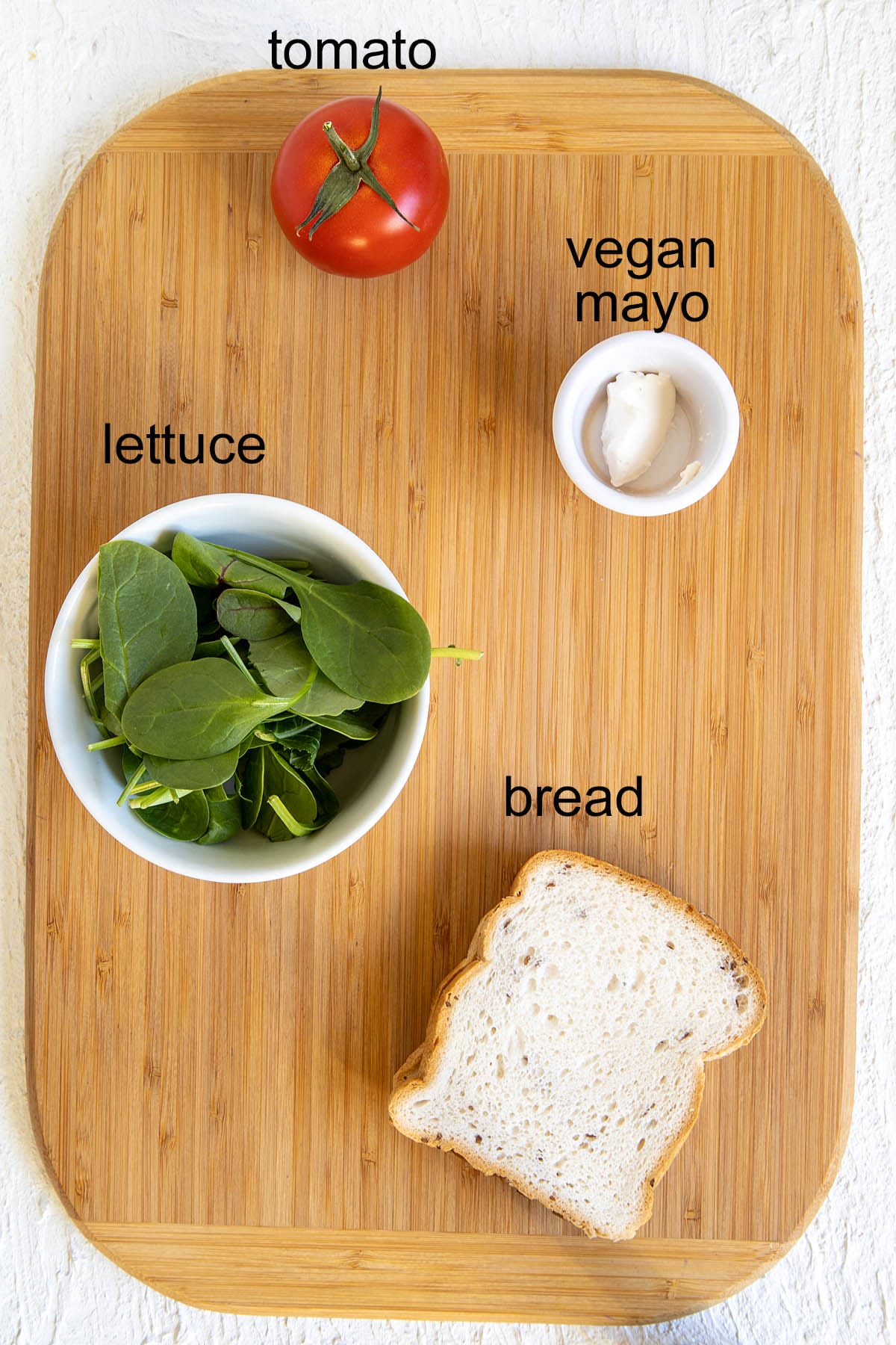 ELT ingredients on a cutting board with labels.