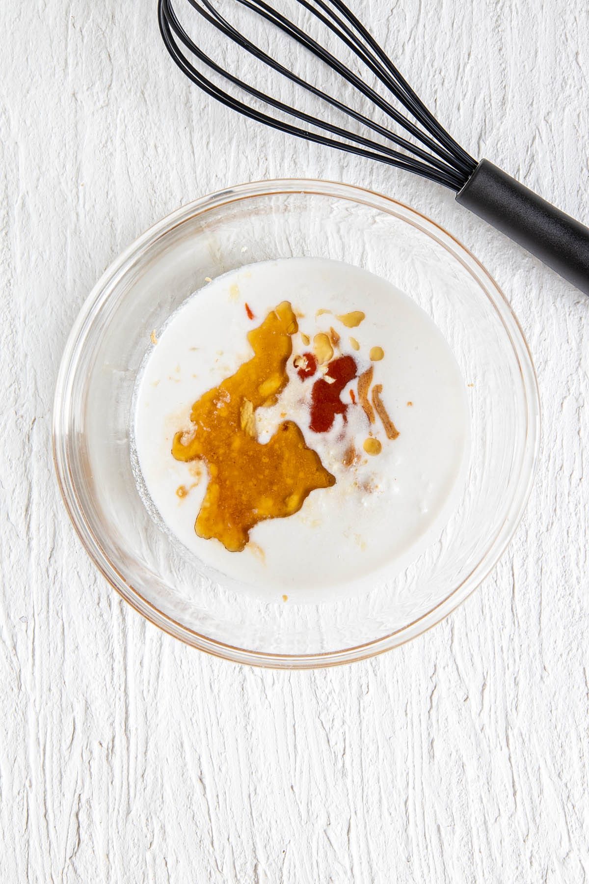 Peanut sauce ingredients in a bowl before mixing.