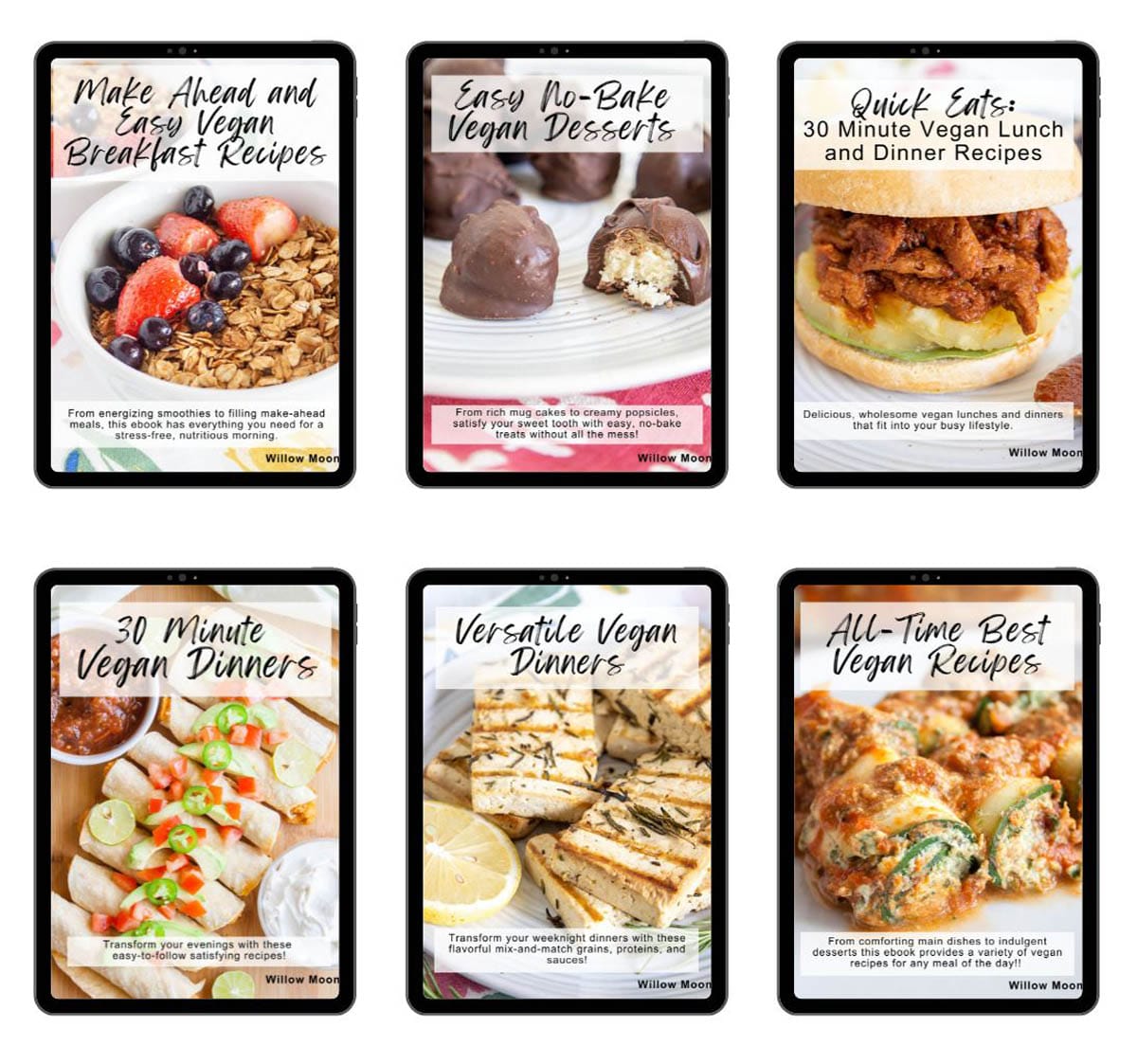 Six ebook covers on iPads.