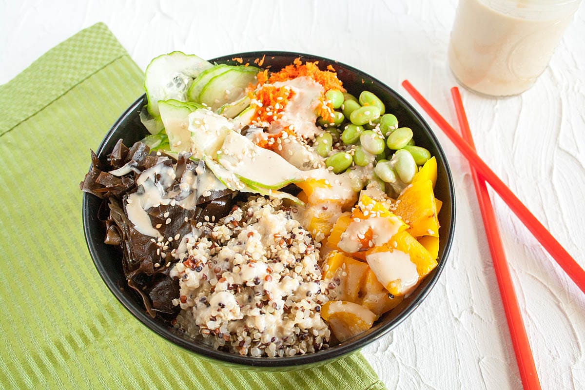 Edamame Bowl with chopsticks.