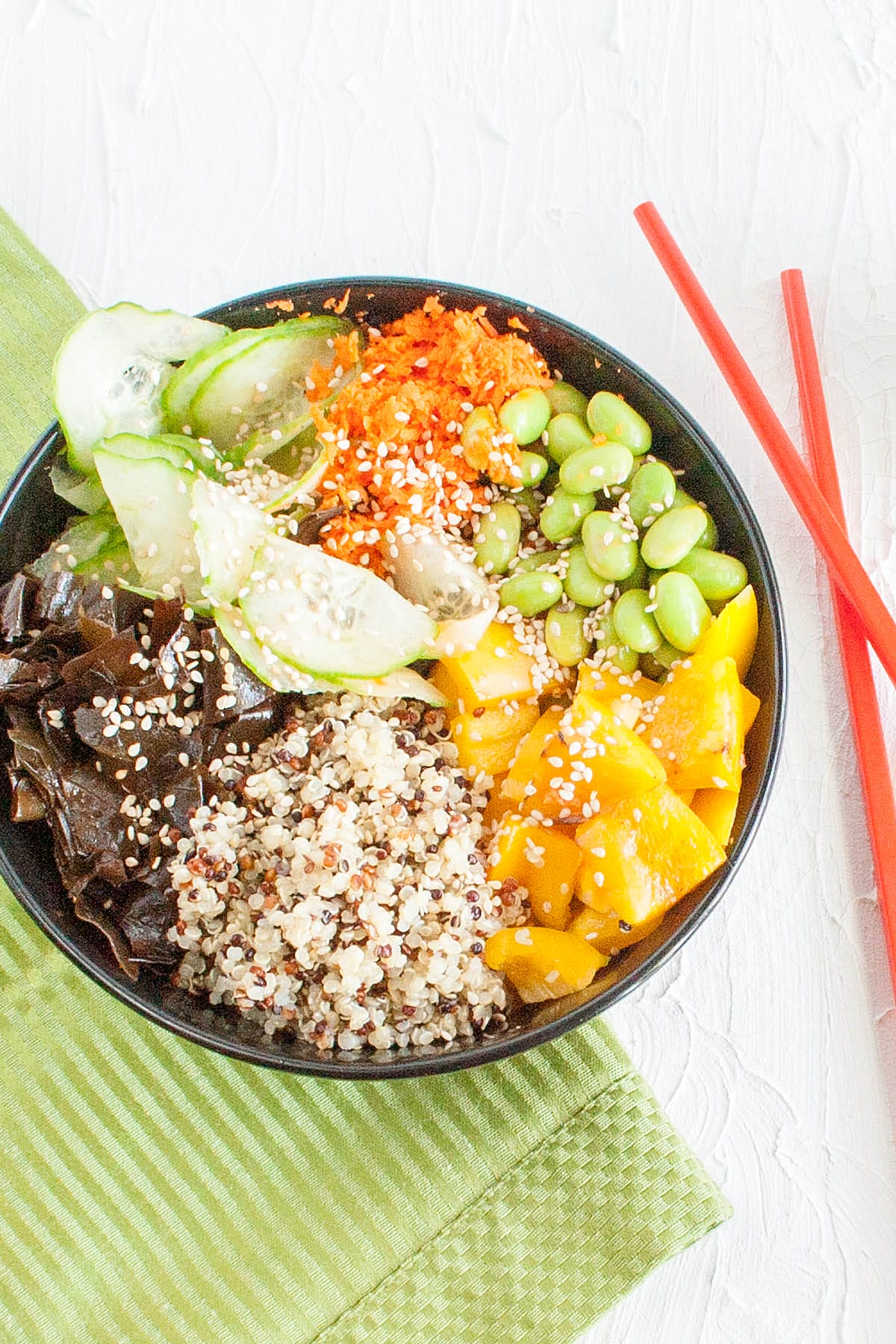 Edamame Bowl with chopsticks.