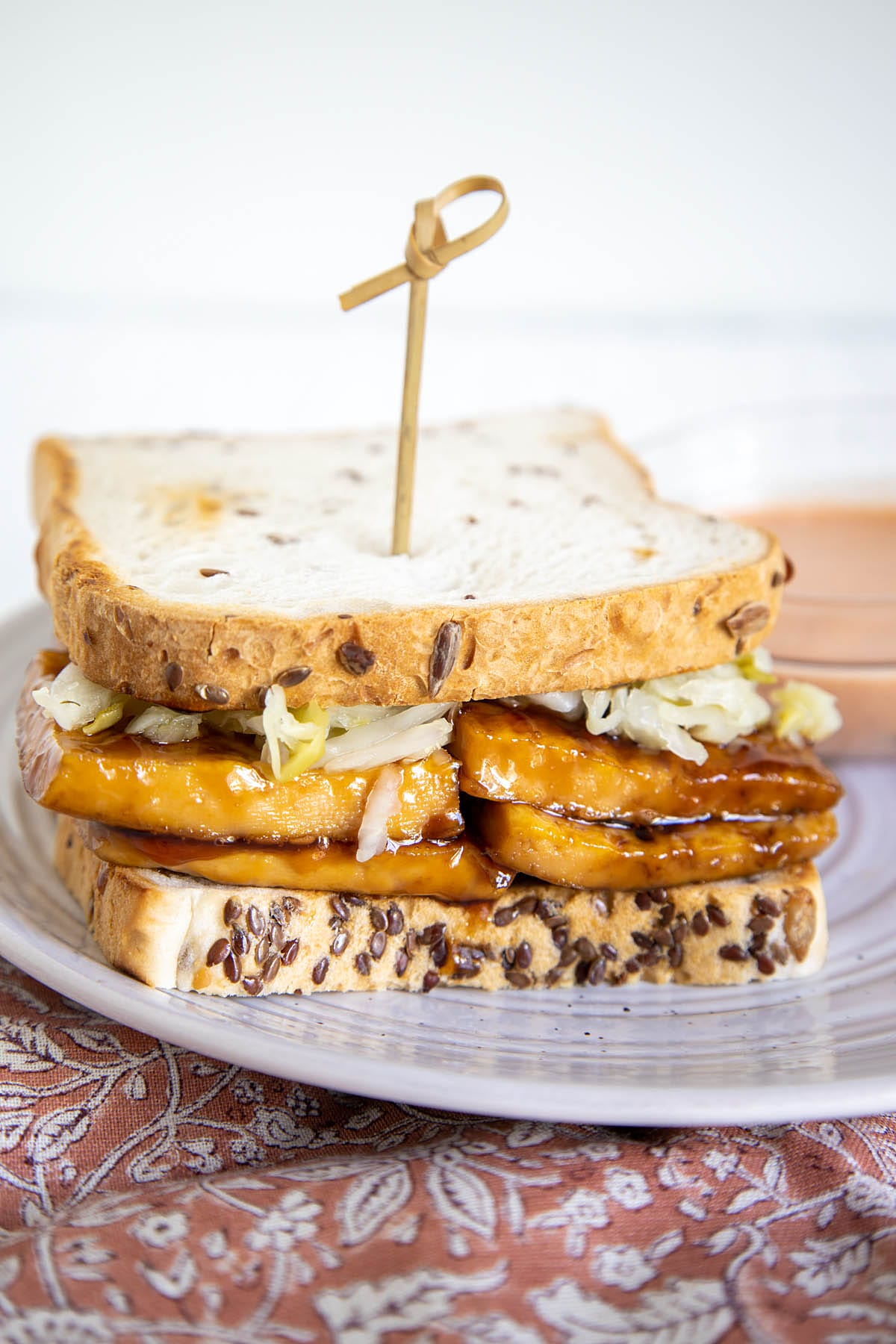 Vegan Teriyaki Reuben on a plate.