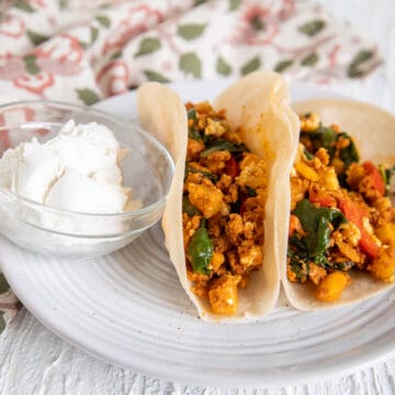 Soy Chorizo Breakfast Tacos on a plate.