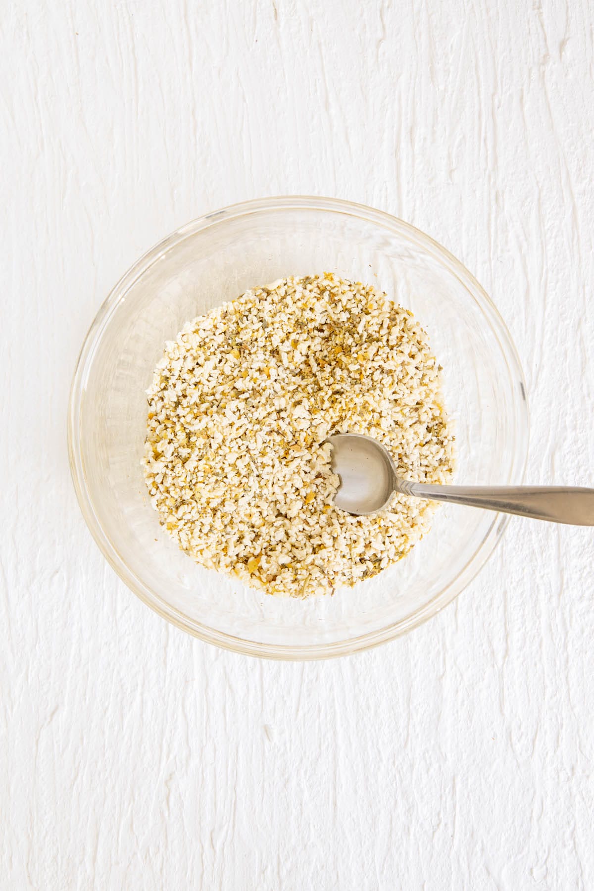 Dry ingredients in a mixing bowl.
