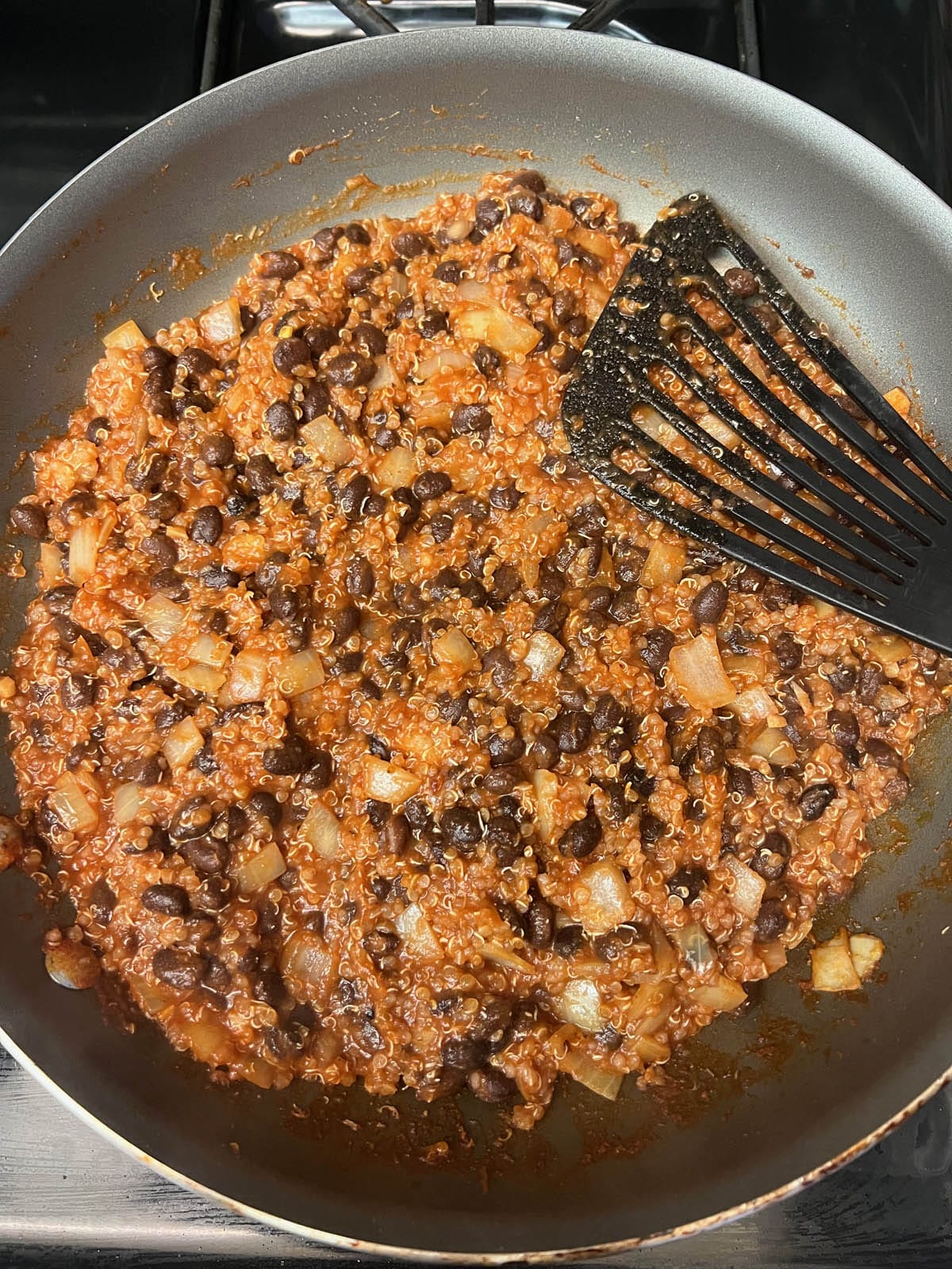 Cooked squash filling in a pan.