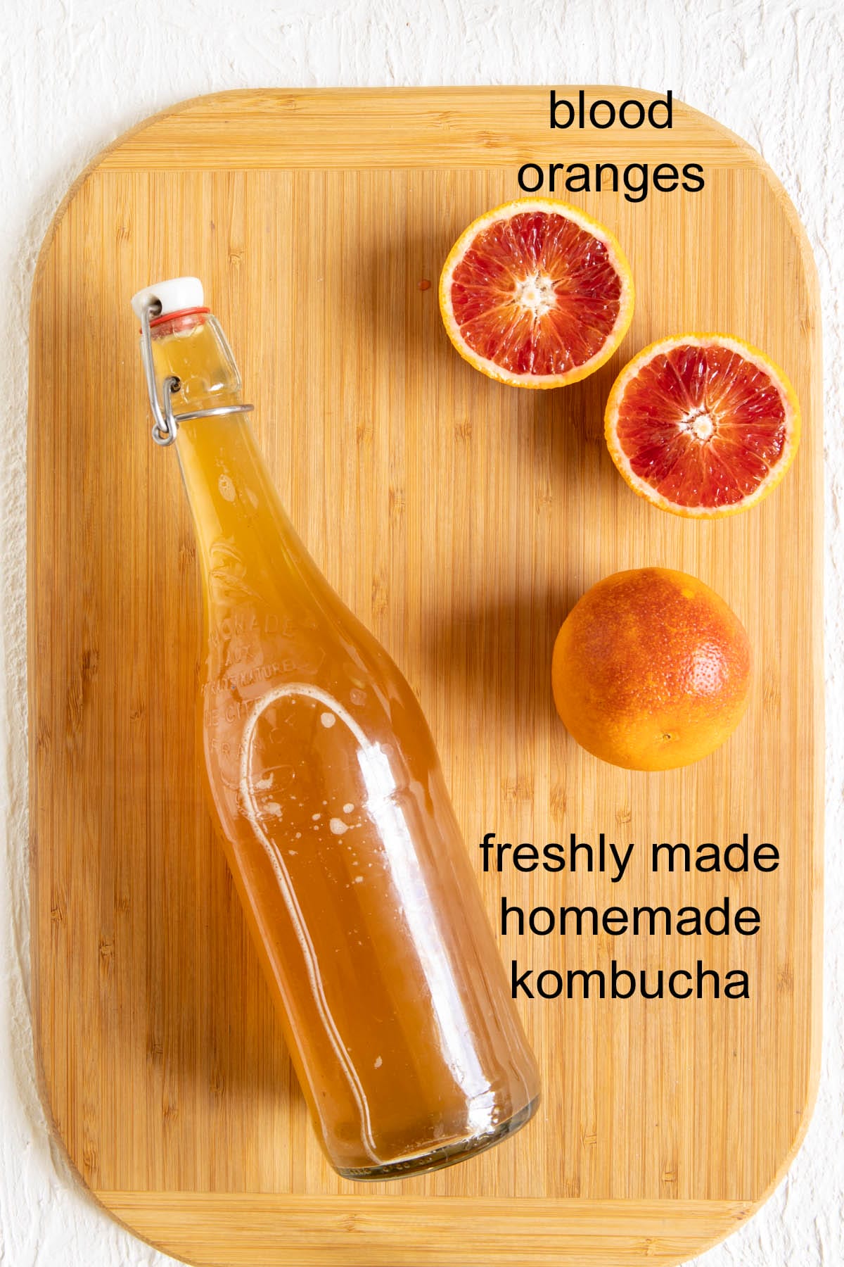 Ingredients on a cutting board with labels.