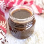 Coconut Simple Syrup in a mason jar.