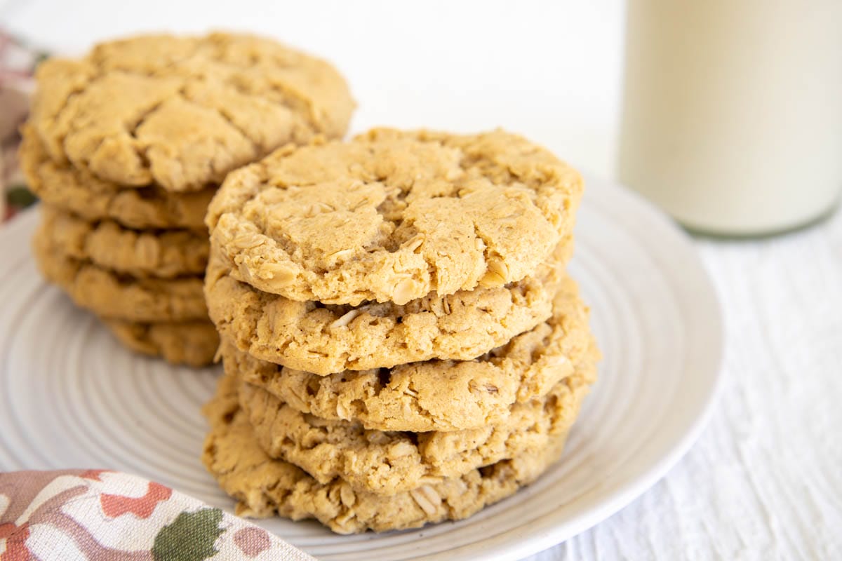 Vegan Oatmeal Cookies on a plate.