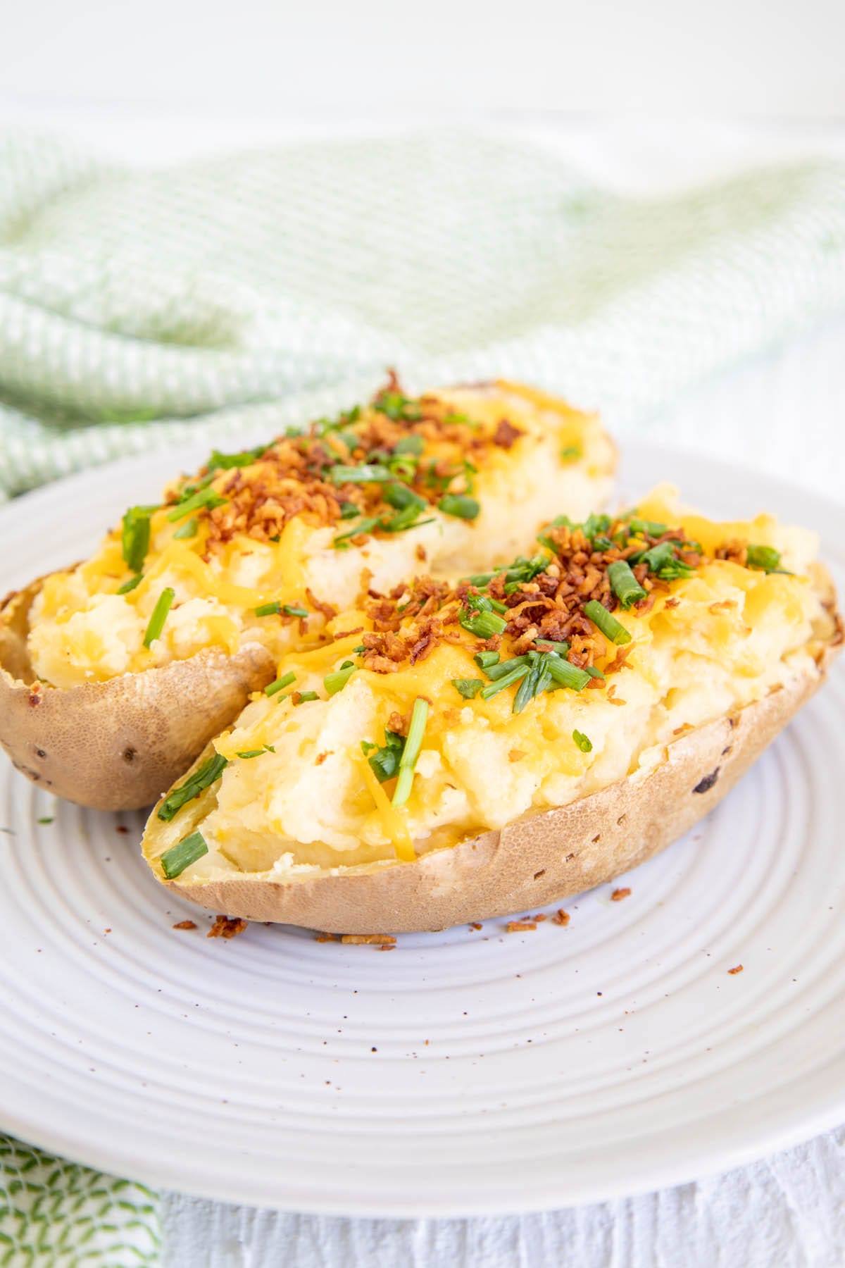Vegan Twice Baked Potatoes on a plate.
