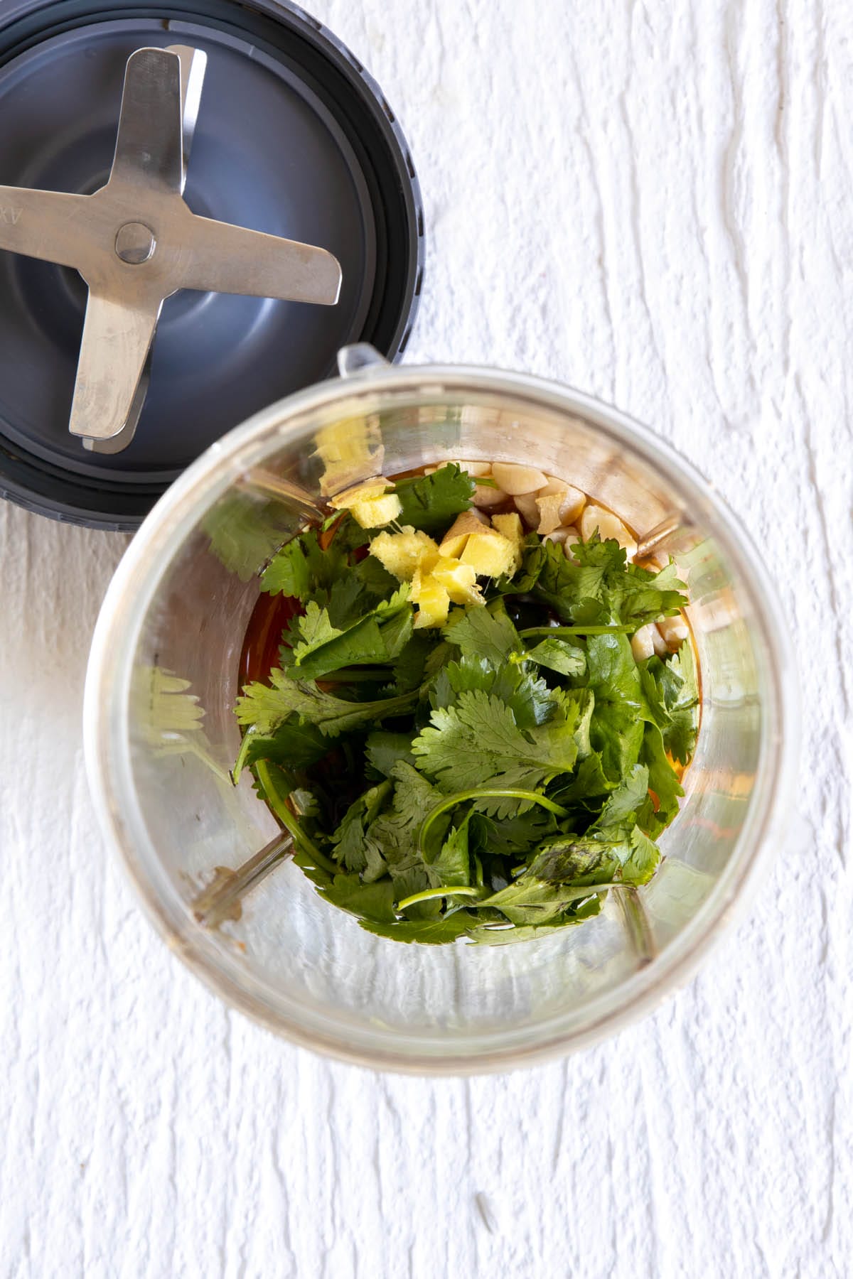 Ingredients in a Nutribullet before blending.