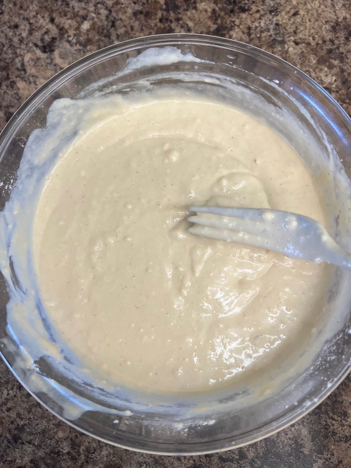 Mixed batter in a large bowl.